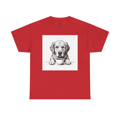Grumpy Golden Retriever Coffee Club, T-Shirt – Realistic Illustration Tee for Dog Lovers