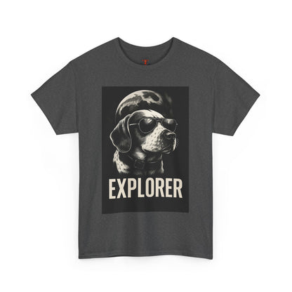 Explorer Dog Unisex Heavy Cotton Tee, Funny Pet Lover Gift, Adventure T-Shirt, Cool Animal Design, Dog Lover Apparel, Casual Tee