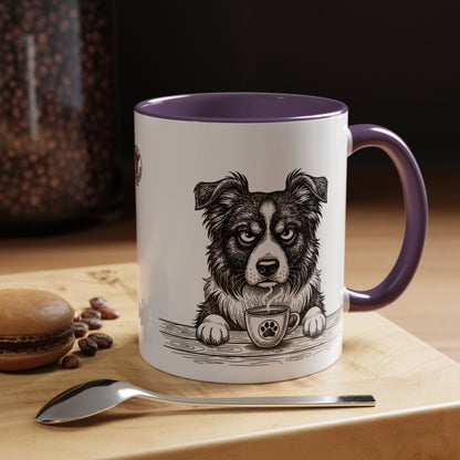 Grumpy Border Collie Coffee Club — Art Print / Mug
