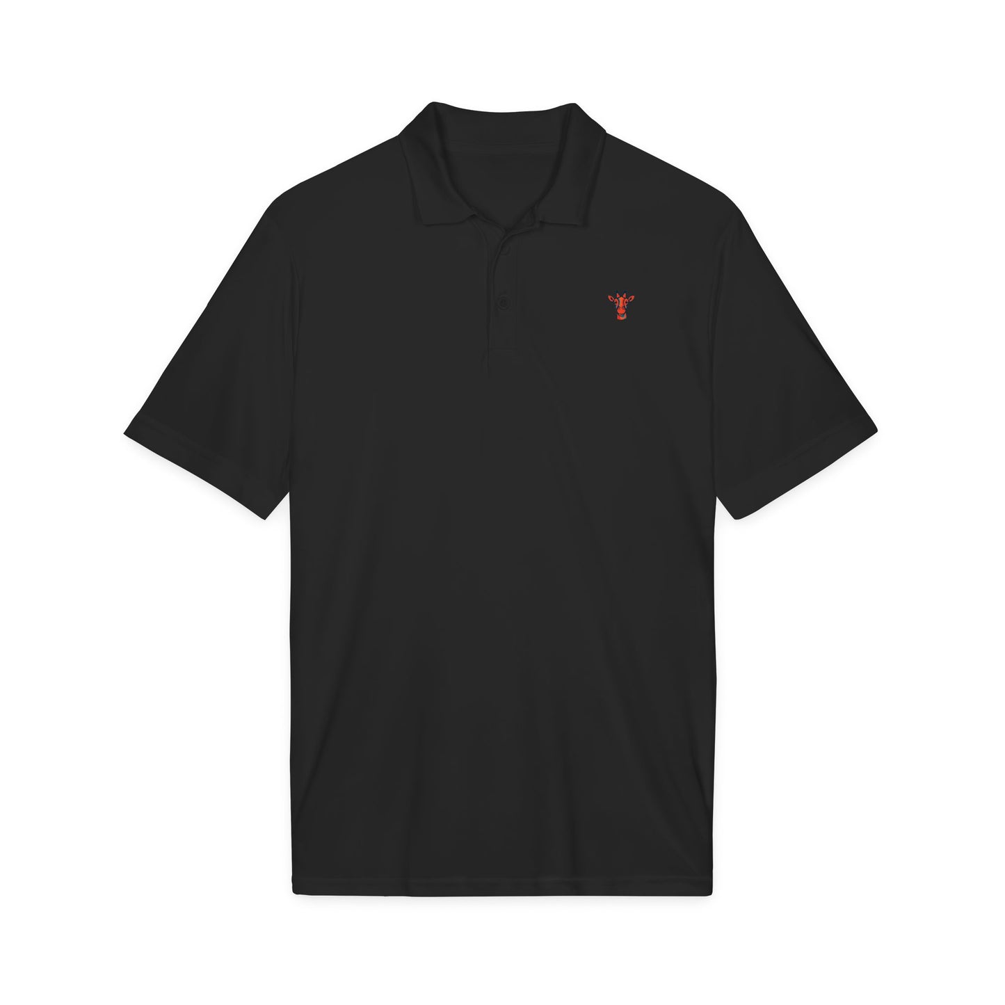 Embroidered Giraffe Polo Shirt — Lightweight White Performance Golf Polo