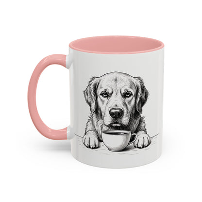 Golden Retriever Coffee Mug — Cute Dog with Coffee Illustration (11/15oz Accent Mug)