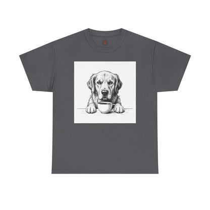 Grumpy Golden Retriever Coffee Club, T-Shirt – Realistic Illustration Tee for Dog Lovers
