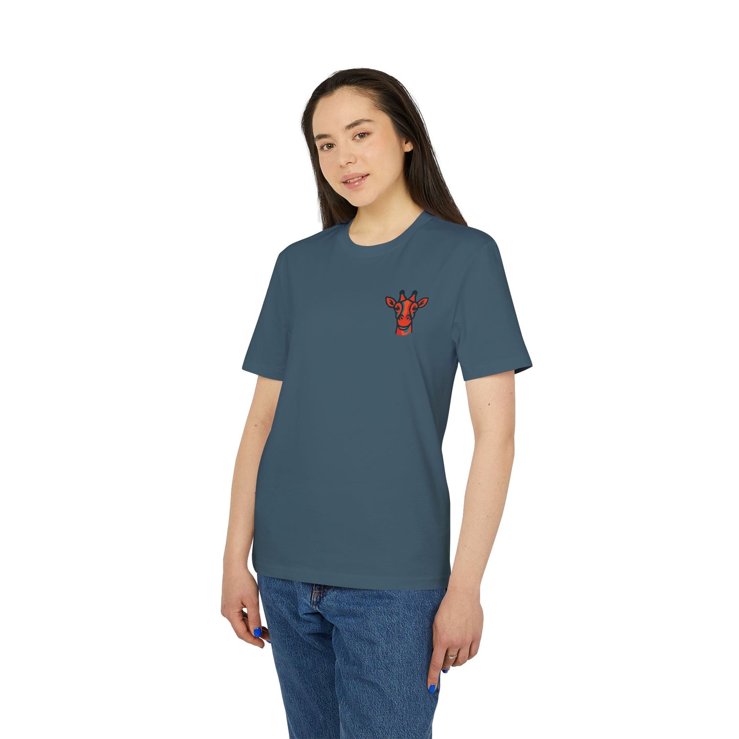 Britor classic Giraffe logo Mini Patch T-Shirt — Cute Chest Graphic Tee for Animal Lovers