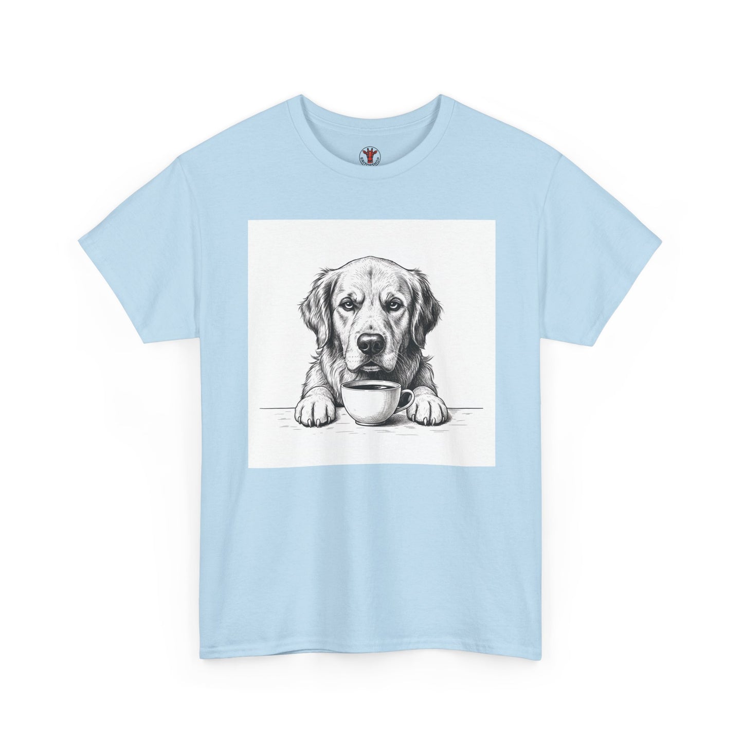 Grumpy Golden Retriever Coffee Club, T-Shirt – Realistic Illustration Tee for Dog Lovers