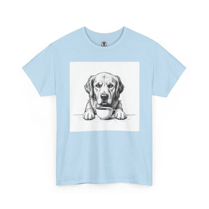 Grumpy Golden Retriever Coffee Club, T-Shirt – Realistic Illustration Tee for Dog Lovers