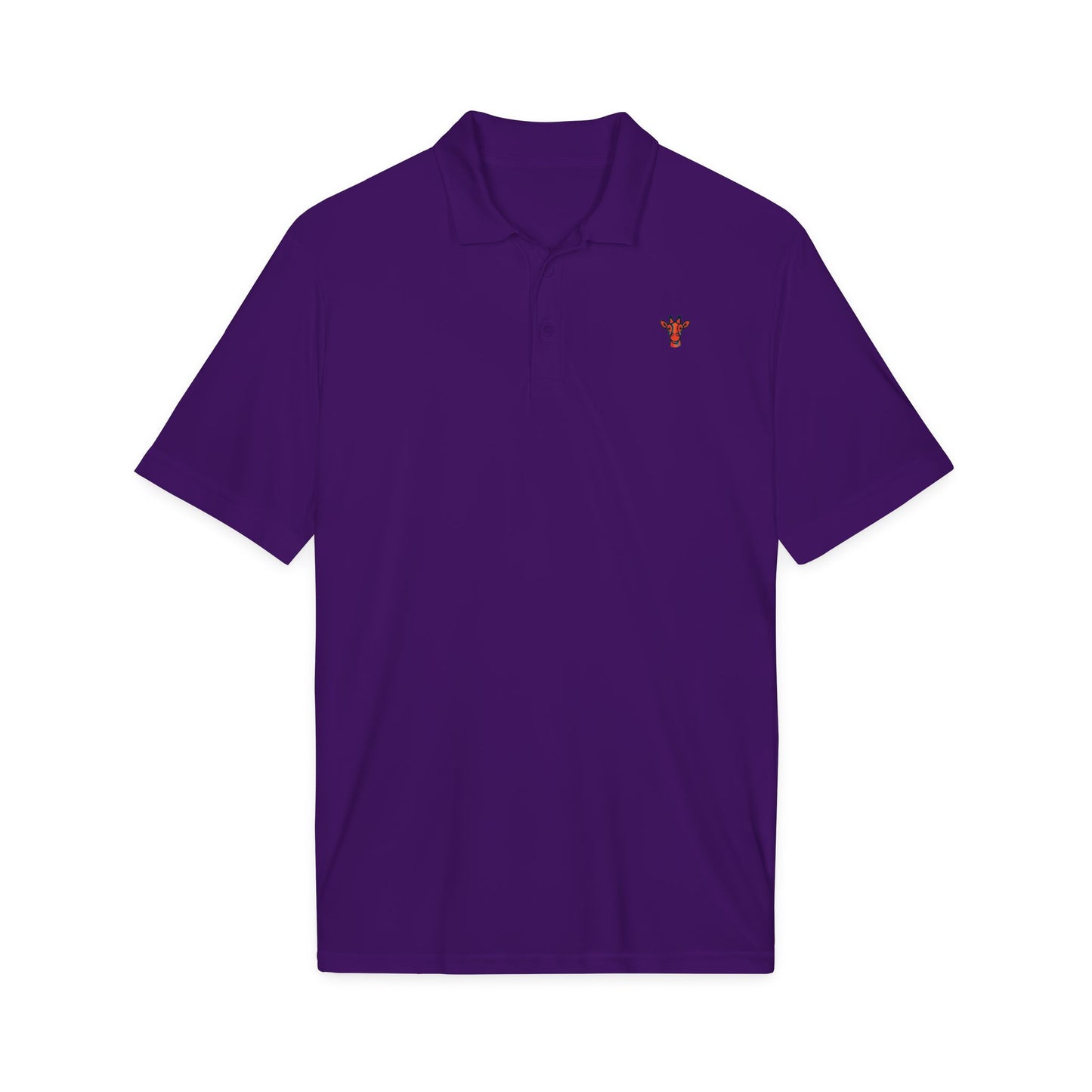 Embroidered Giraffe Polo Shirt — Lightweight White Performance Golf Polo
