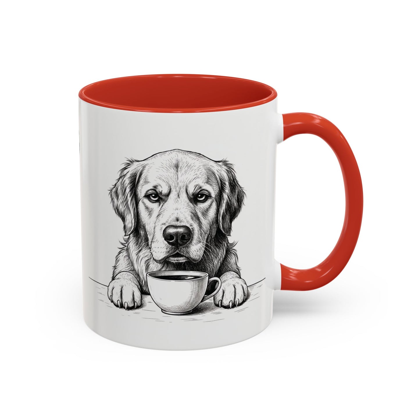 Golden Retriever Coffee Mug — Cute Dog with Coffee Illustration (11/15oz Accent Mug)
