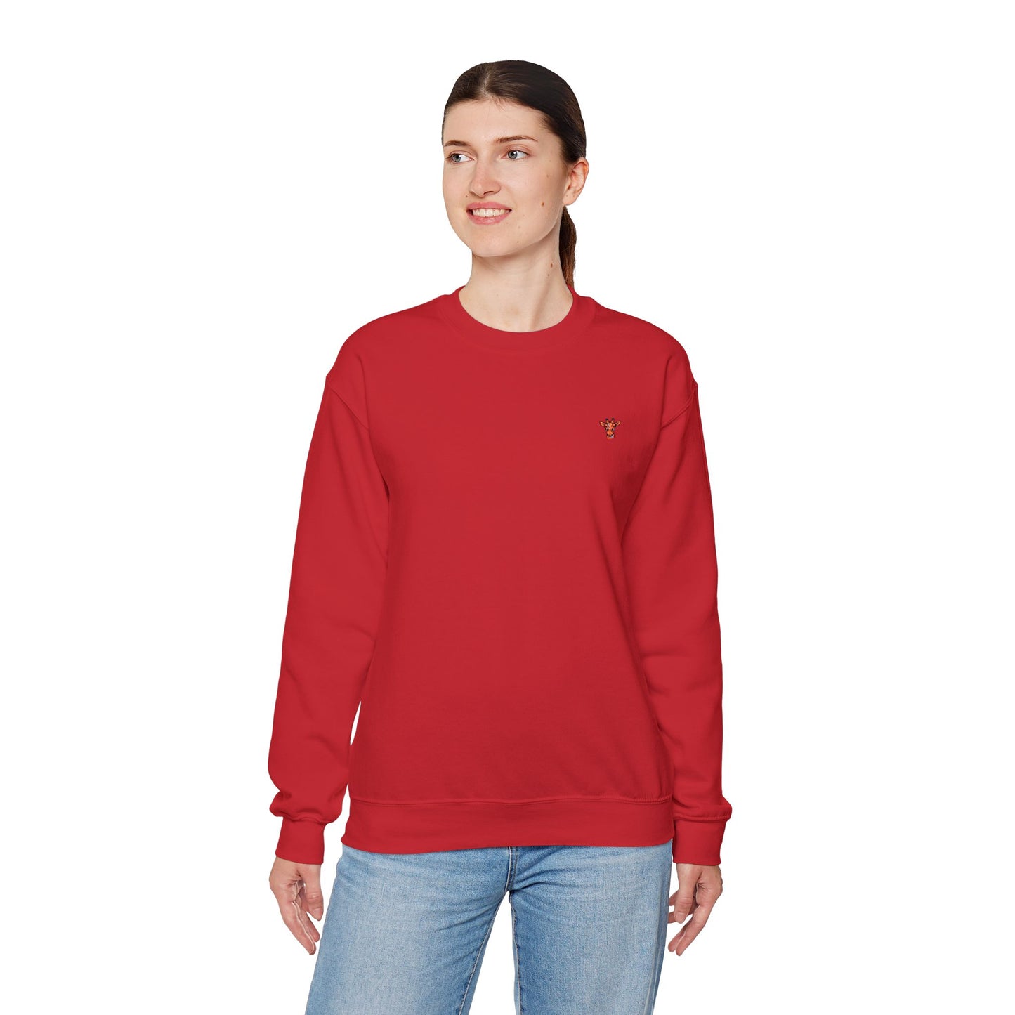 Embroidered Tiny Giraffe Britor classic Crewneck Sweatshirt — Minimal Animal Lover classy Pullover