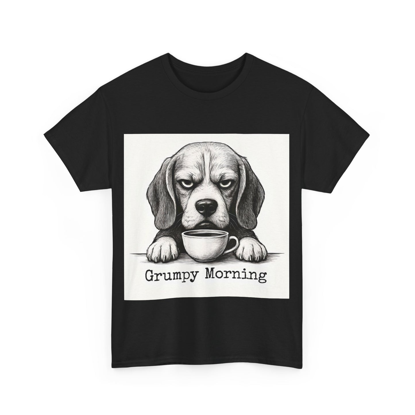 Grumpy Morning Dog Tee - Unisex Heavy Cotton Shirt for Pet Lovers, Funny Gift, Cute Dog Apparel, Casual Wear, Everyday Comfort