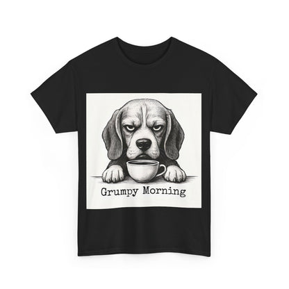 Grumpy Morning Dog Tee - Unisex Heavy Cotton Shirt for Pet Lovers, Funny Gift, Cute Dog Apparel, Casual Wear, Everyday Comfort
