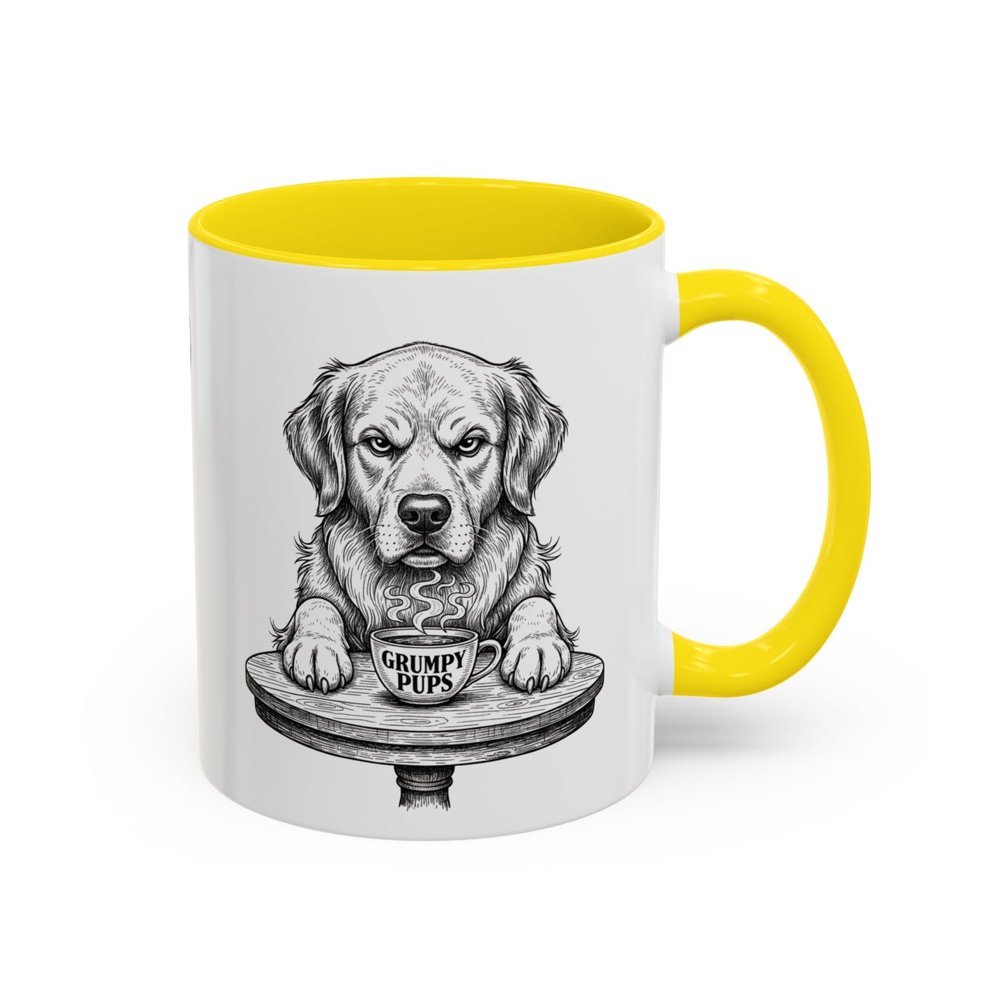 Grumpy Golden Retriever Coffee Club — Art Print / Mug