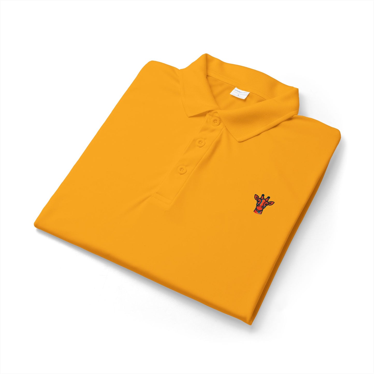 Embroidered Giraffe Polo Shirt — Lightweight White Performance Golf Polo