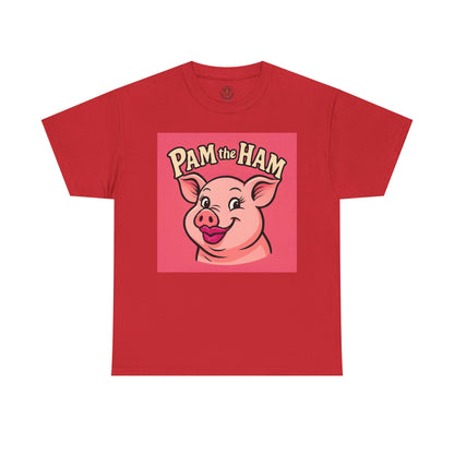 Pam the Ham Unisex Heavy Cotton Tee | Fun Graphic T-Shirt, Gift for Pig Lovers, Cute Animal Shirt, Casual Wear, Quirky Design