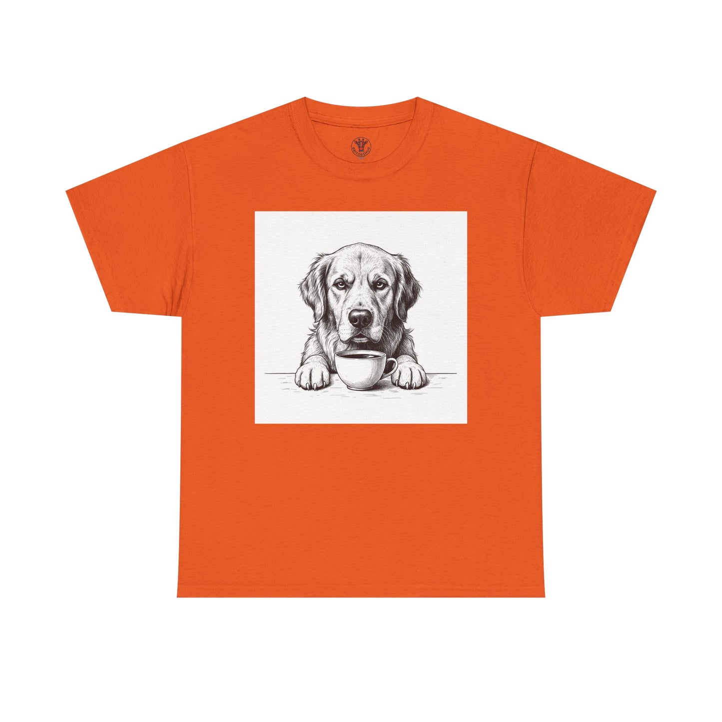 Grumpy Golden Retriever Coffee Club, T-Shirt – Realistic Illustration Tee for Dog Lovers