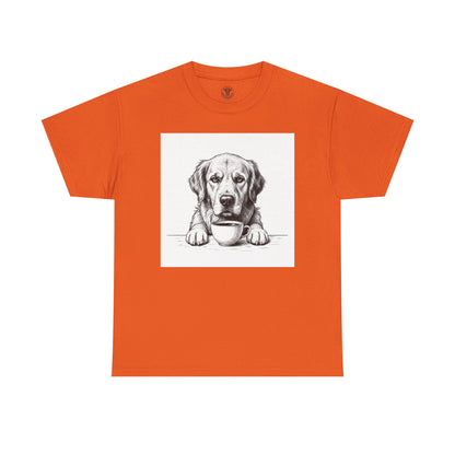 Grumpy Golden Retriever Coffee Club, T-Shirt – Realistic Illustration Tee for Dog Lovers