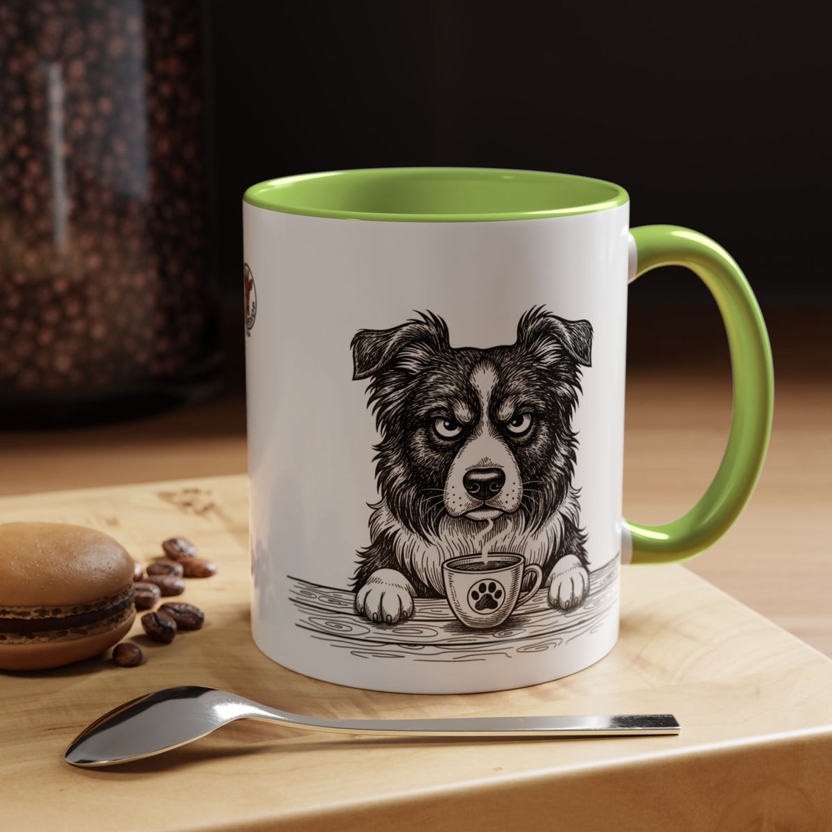 Grumpy Border Collie Coffee Club — Art Print / Mug