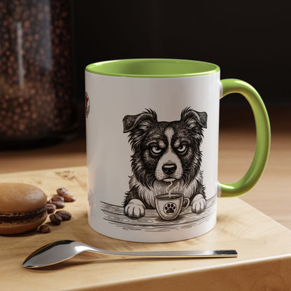 Grumpy Border Collie Coffee Club — Art Print / Mug