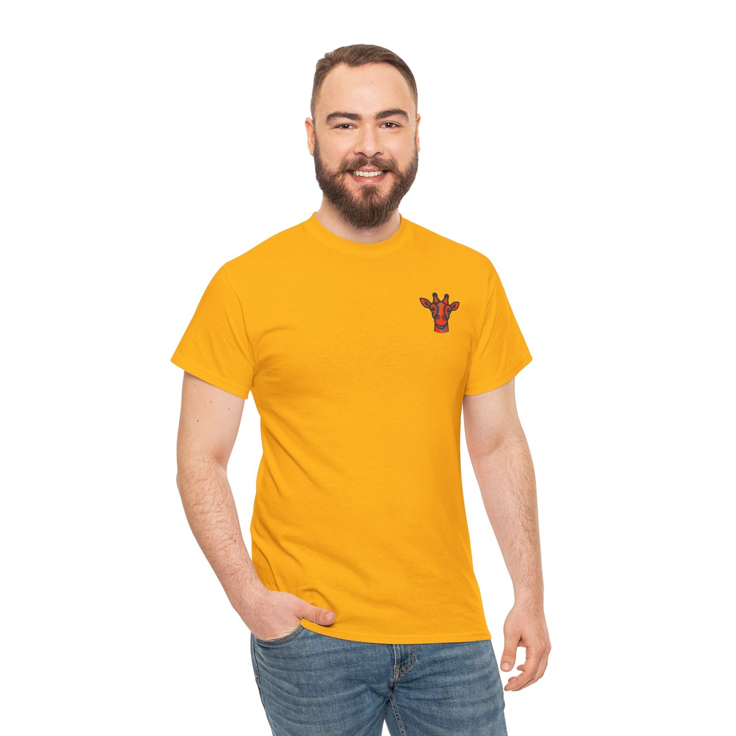 Britor classic logo Giraffe  Patch Tee — Small Chest Embroidered Giraffe Graphic T-Shirt