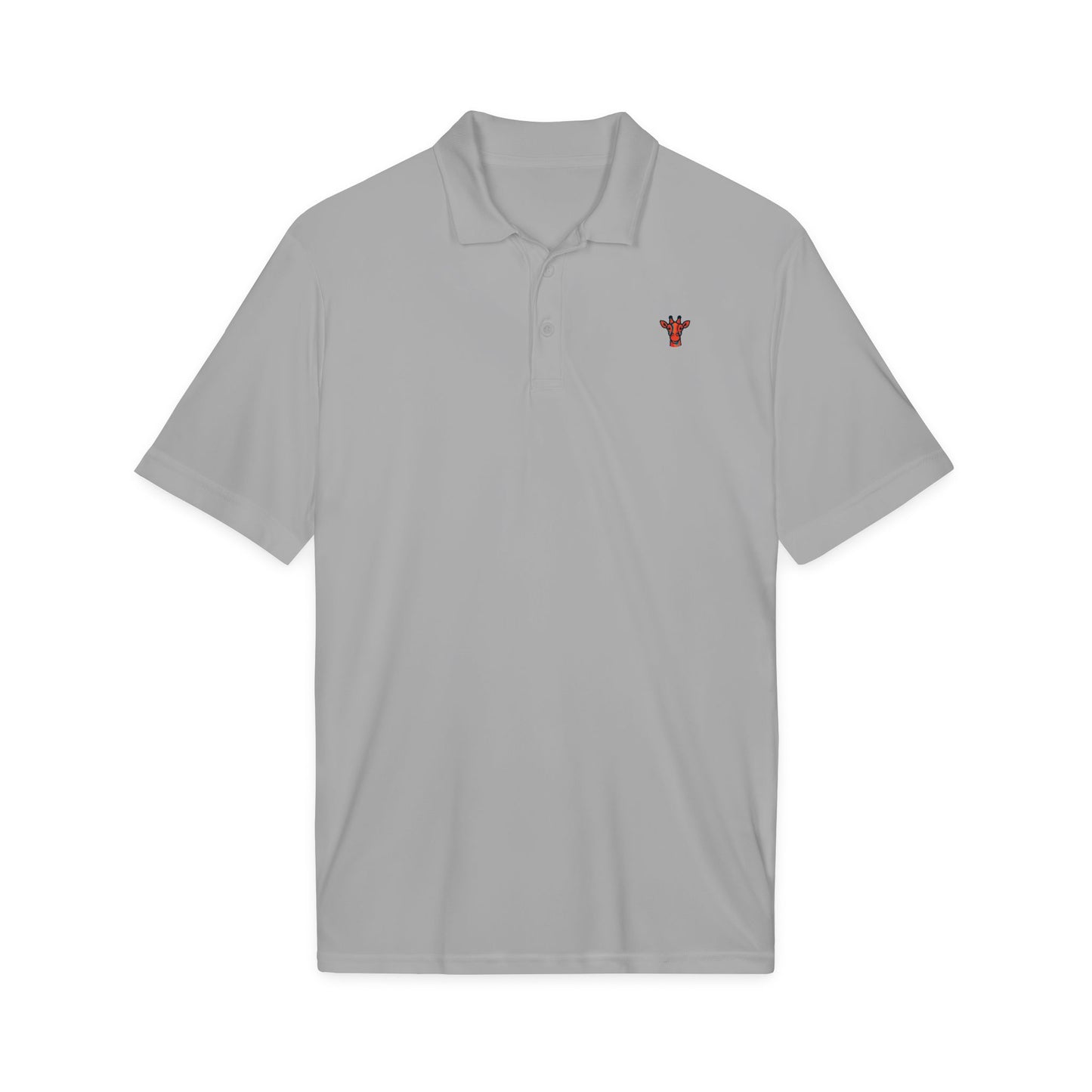 Embroidered Giraffe Polo Shirt — Lightweight White Performance Golf Polo