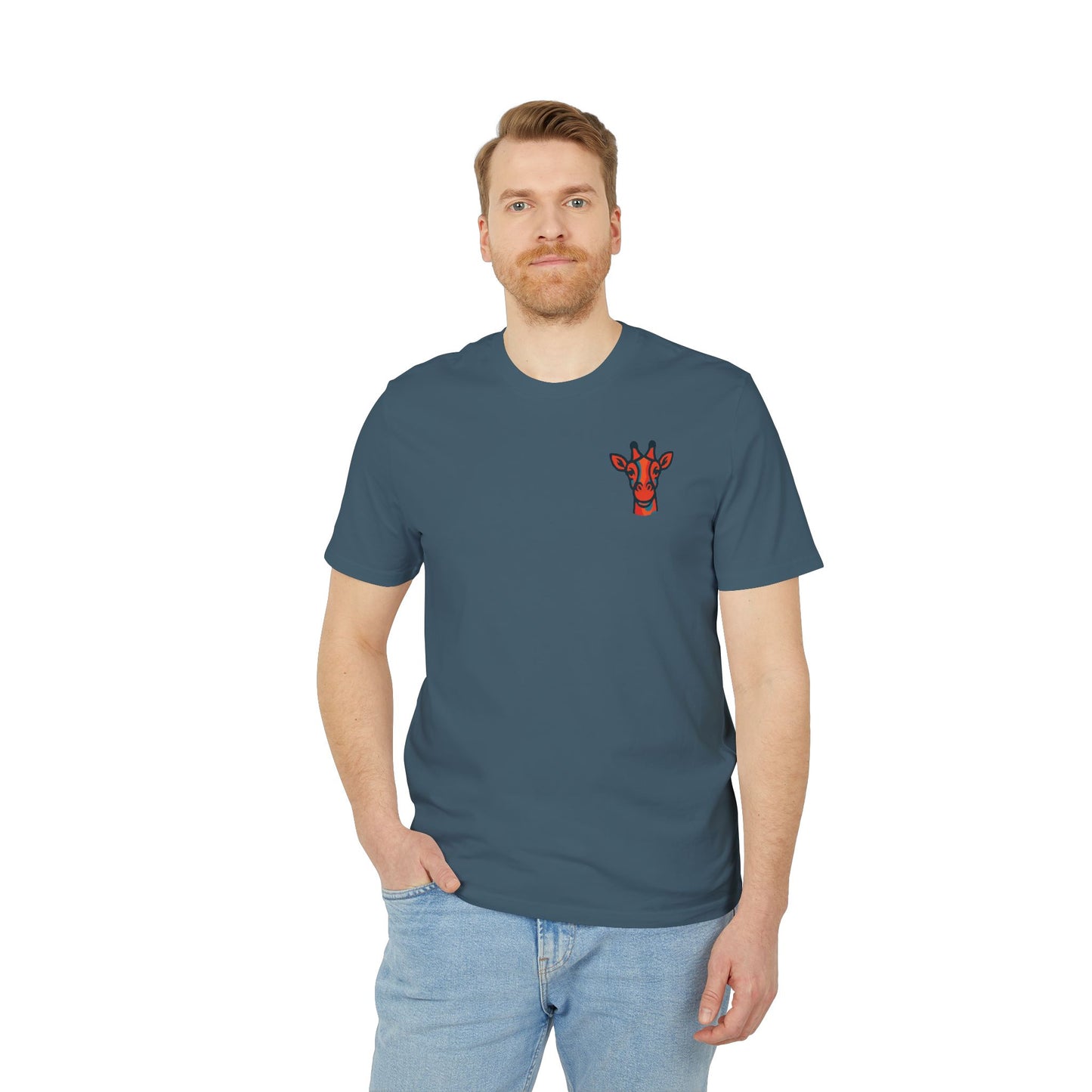 Britor classic Giraffe logo Mini Patch T-Shirt — Cute Chest Graphic Tee for Animal Lovers