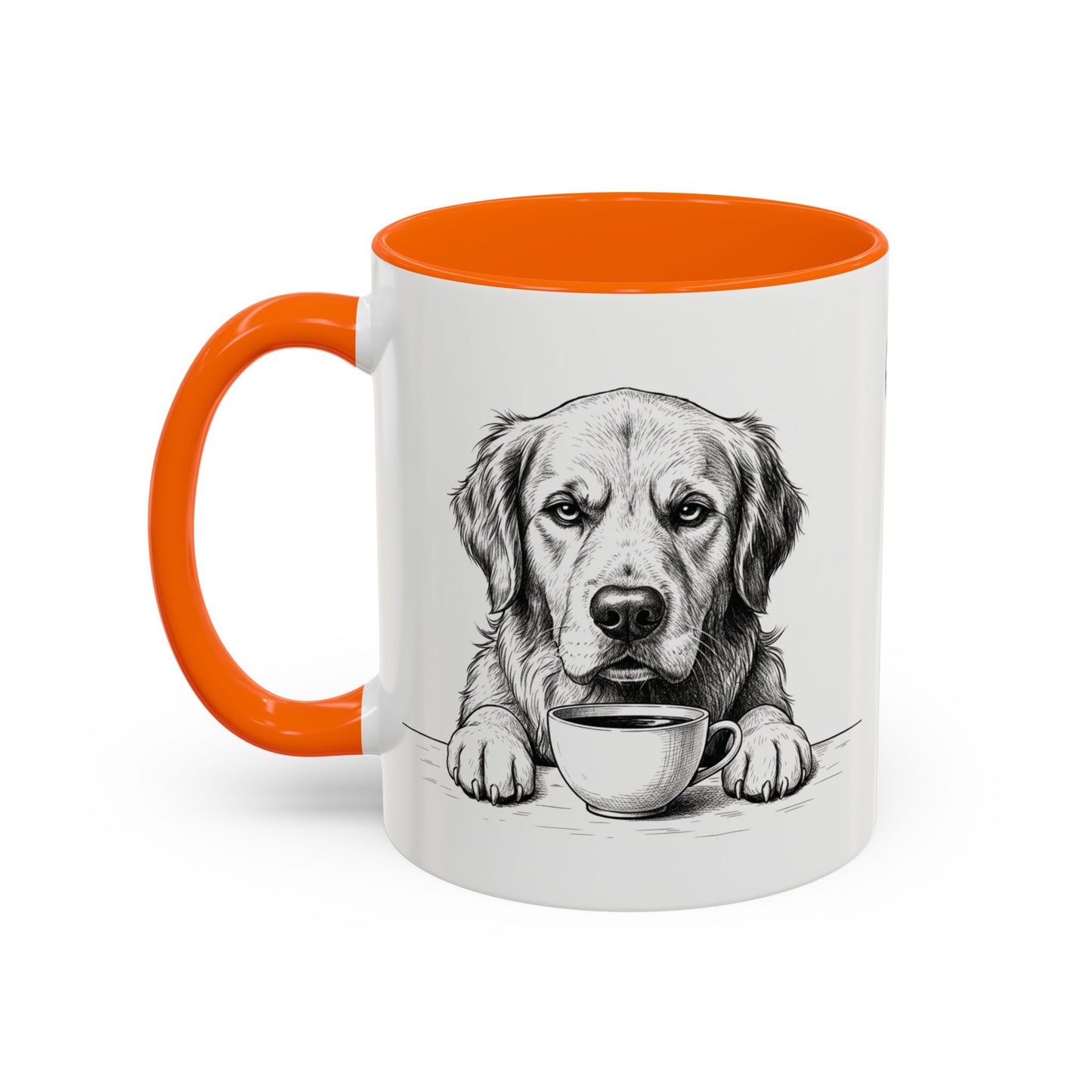 Golden Retriever Coffee Mug — Cute Dog with Coffee Illustration (11/15oz Accent Mug)