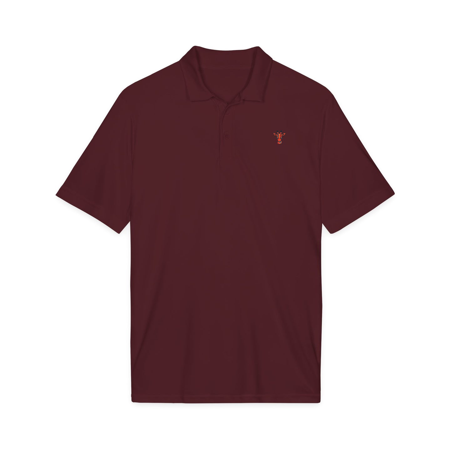 Embroidered Giraffe Polo Shirt — Lightweight White Performance Golf Polo