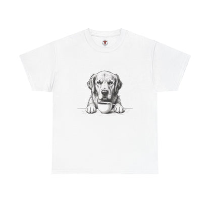 Grumpy Golden Retriever Coffee Club, T-Shirt – Realistic Illustration Tee for Dog Lovers