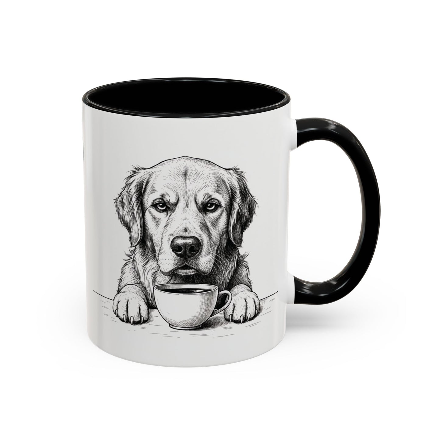 Golden Retriever Coffee Mug — Cute Dog with Coffee Illustration (11/15oz Accent Mug)