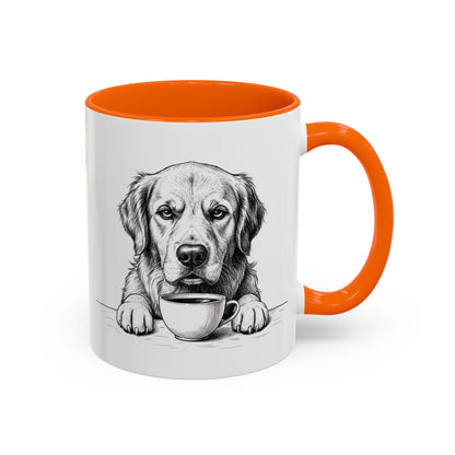 Golden Retriever Coffee Mug — Cute Dog with Coffee Illustration (11/15oz Accent Mug)