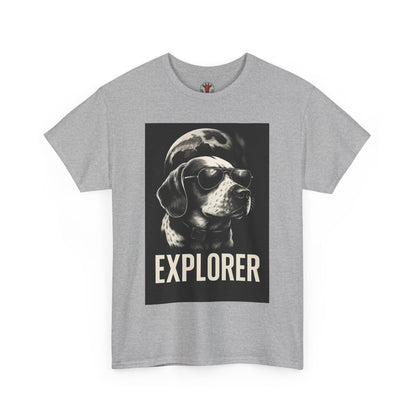 Explorer Dog Unisex Heavy Cotton Tee, Funny Pet Lover Gift, Adventure T-Shirt, Cool Animal Design, Dog Lover Apparel, Casual Tee