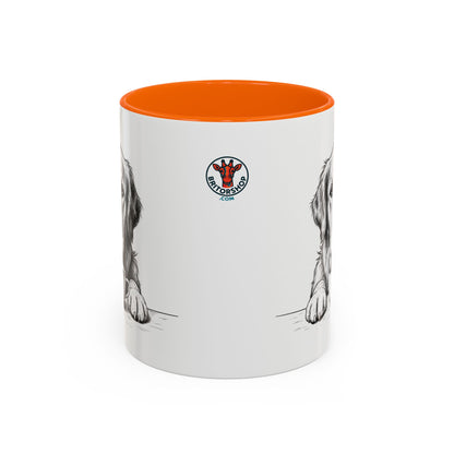Golden Retriever Coffee Mug — Cute Dog with Coffee Illustration (11/15oz Accent Mug)