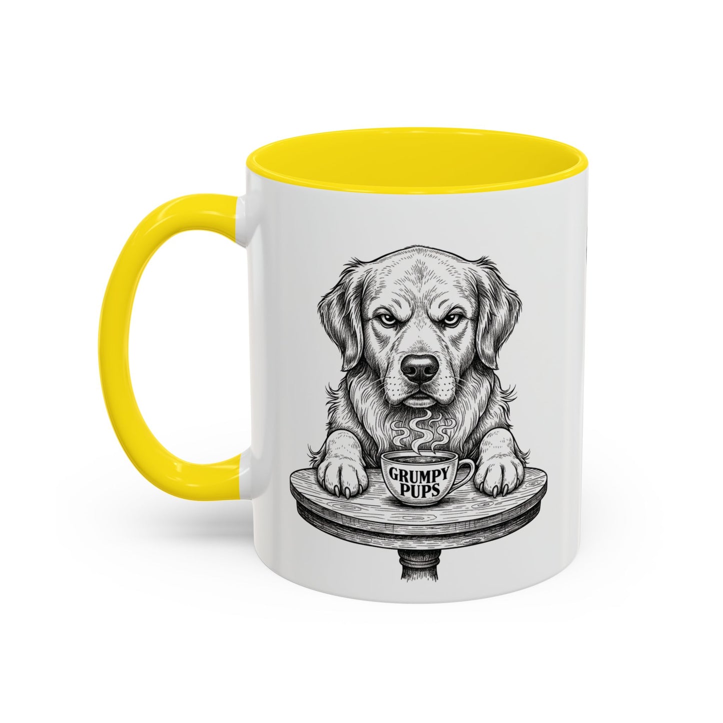 Grumpy Golden Retriever Coffee Club — Art Print / Mug