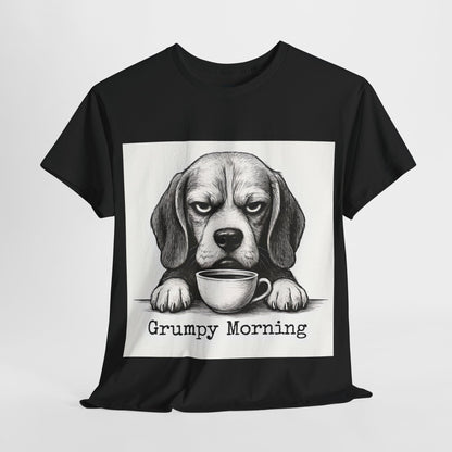 Grumpy Morning Dog Tee - Unisex Heavy Cotton Shirt for Pet Lovers, Funny Gift, Cute Dog Apparel, Casual Wear, Everyday Comfort