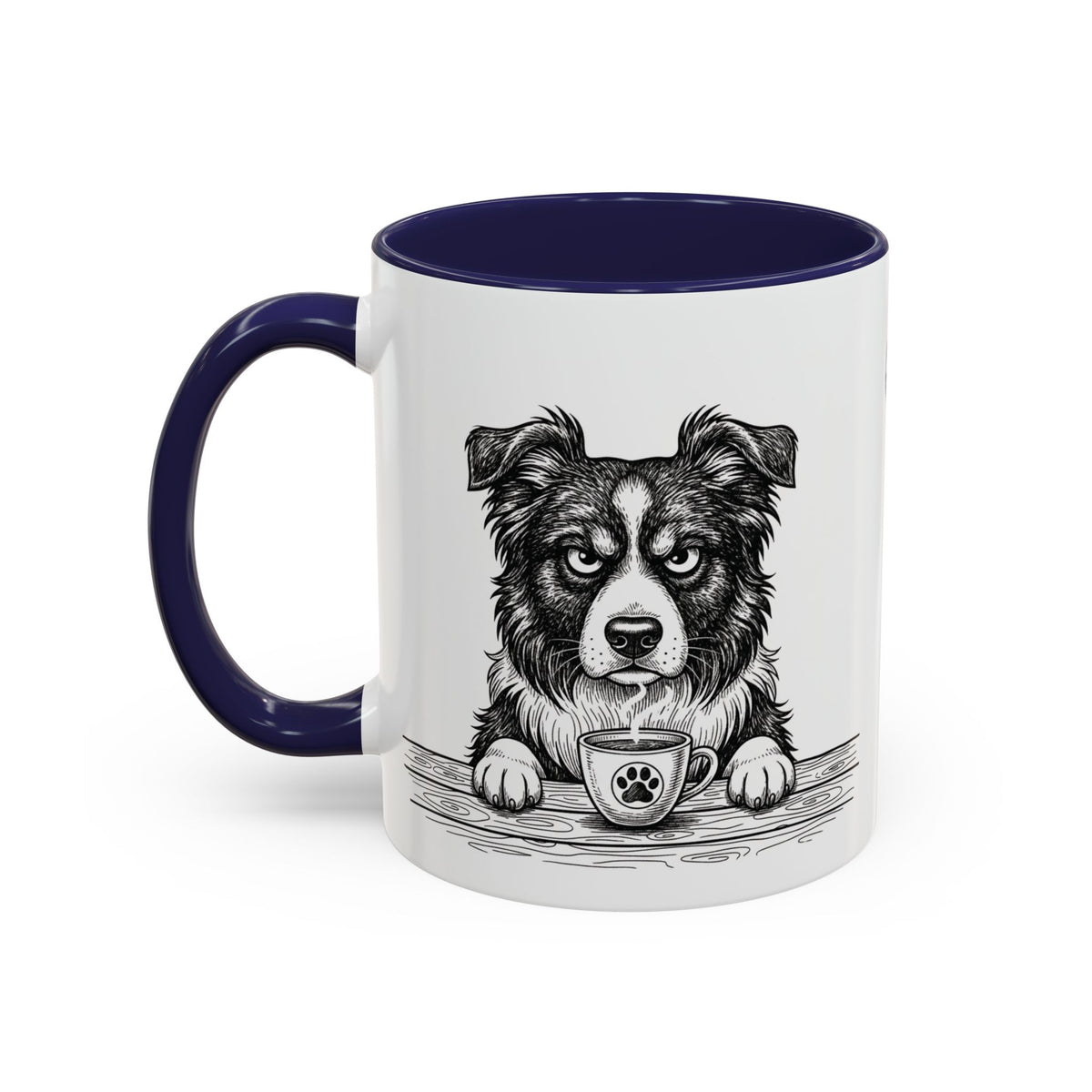 Grumpy Border Collie Coffee Club — Art Print / Mug