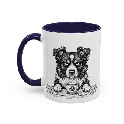 Grumpy Border Collie Coffee Club — Art Print / Mug