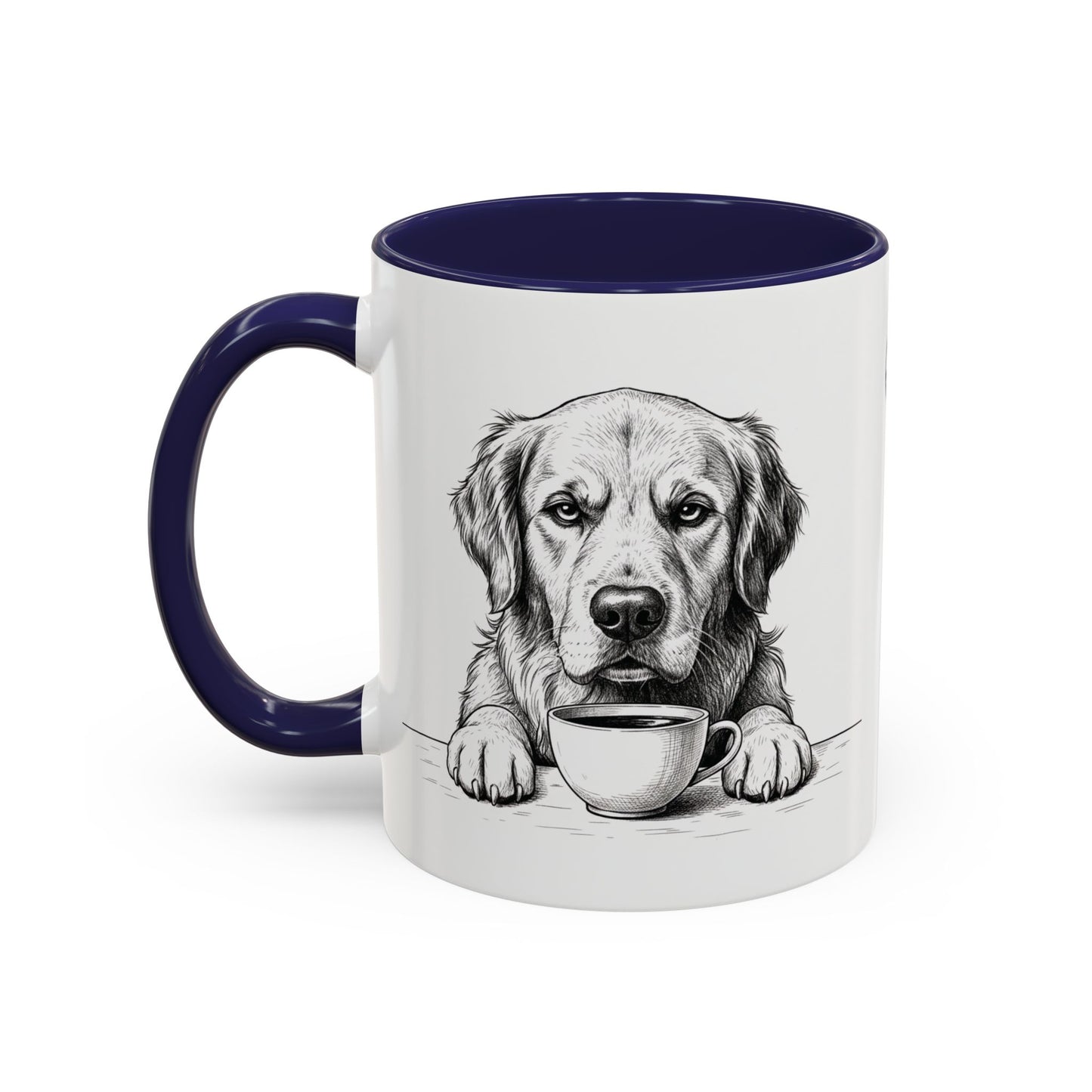 Golden Retriever Coffee Mug — Cute Dog with Coffee Illustration (11/15oz Accent Mug)