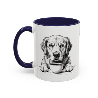 Golden Retriever Coffee Mug — Cute Dog with Coffee Illustration (11/15oz Accent Mug)