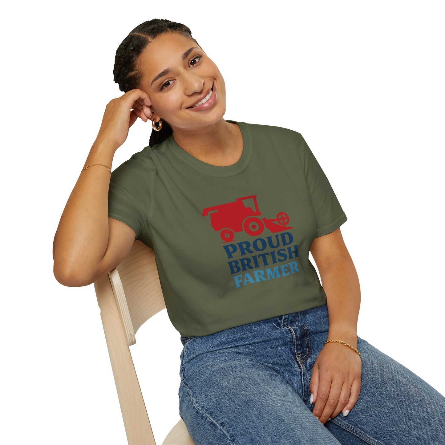 Farmer T-Shirt - Proud British Farmer, Combine Harvester Design