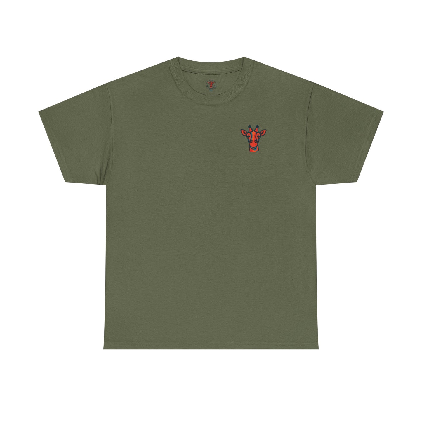 Britor classic logo Giraffe  Patch Tee — Small Chest Embroidered Giraffe Graphic T-Shirt