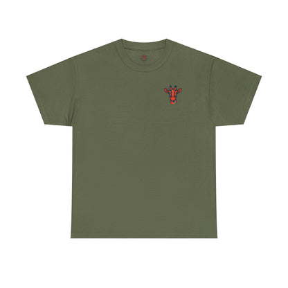 Britor classic logo Giraffe  Patch Tee — Small Chest Embroidered Giraffe Graphic T-Shirt