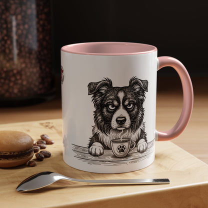 Grumpy Border Collie Coffee Club — Art Print / Mug
