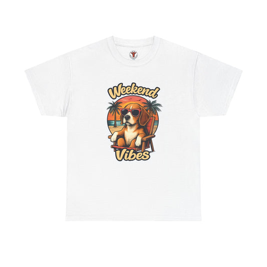 Weekend Vibes Unisex Heavy Cotton Tee, Dog Lover's Shirt, Summer Tee, Casual Wear, Fun Gift for Pet Owners