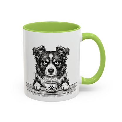 Grumpy Border Collie Coffee Club — Art Print / Mug