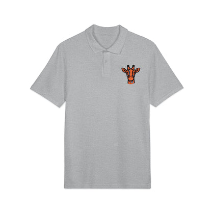 Embroidered Britor classic Giraffe Patch Polo Shirt — White Pique Polo