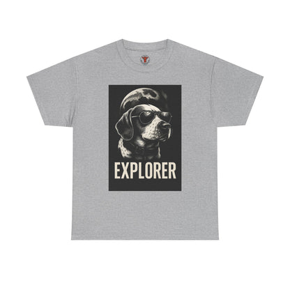 Explorer Dog Unisex Heavy Cotton Tee, Funny Pet Lover Gift, Adventure T-Shirt, Cool Animal Design, Dog Lover Apparel, Casual Tee