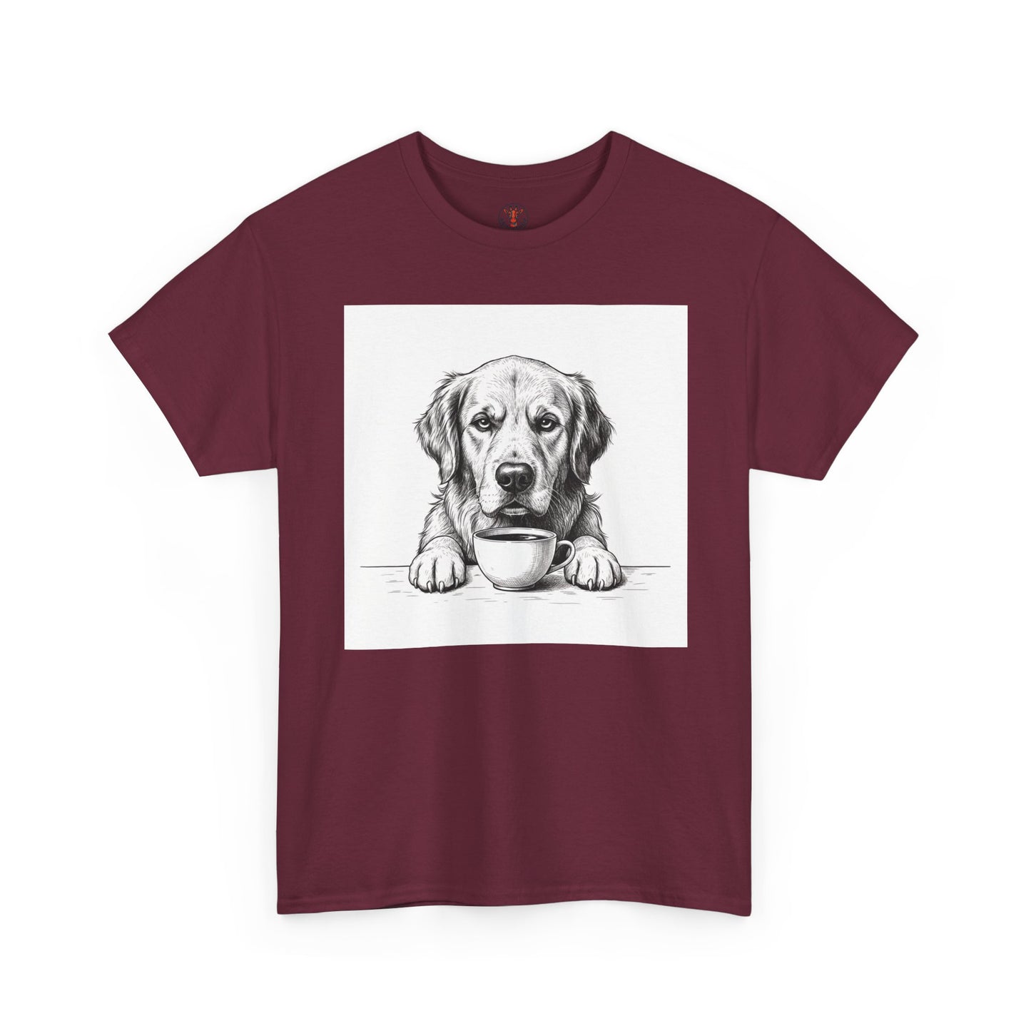 Grumpy Golden Retriever Coffee Club, T-Shirt – Realistic Illustration Tee for Dog Lovers
