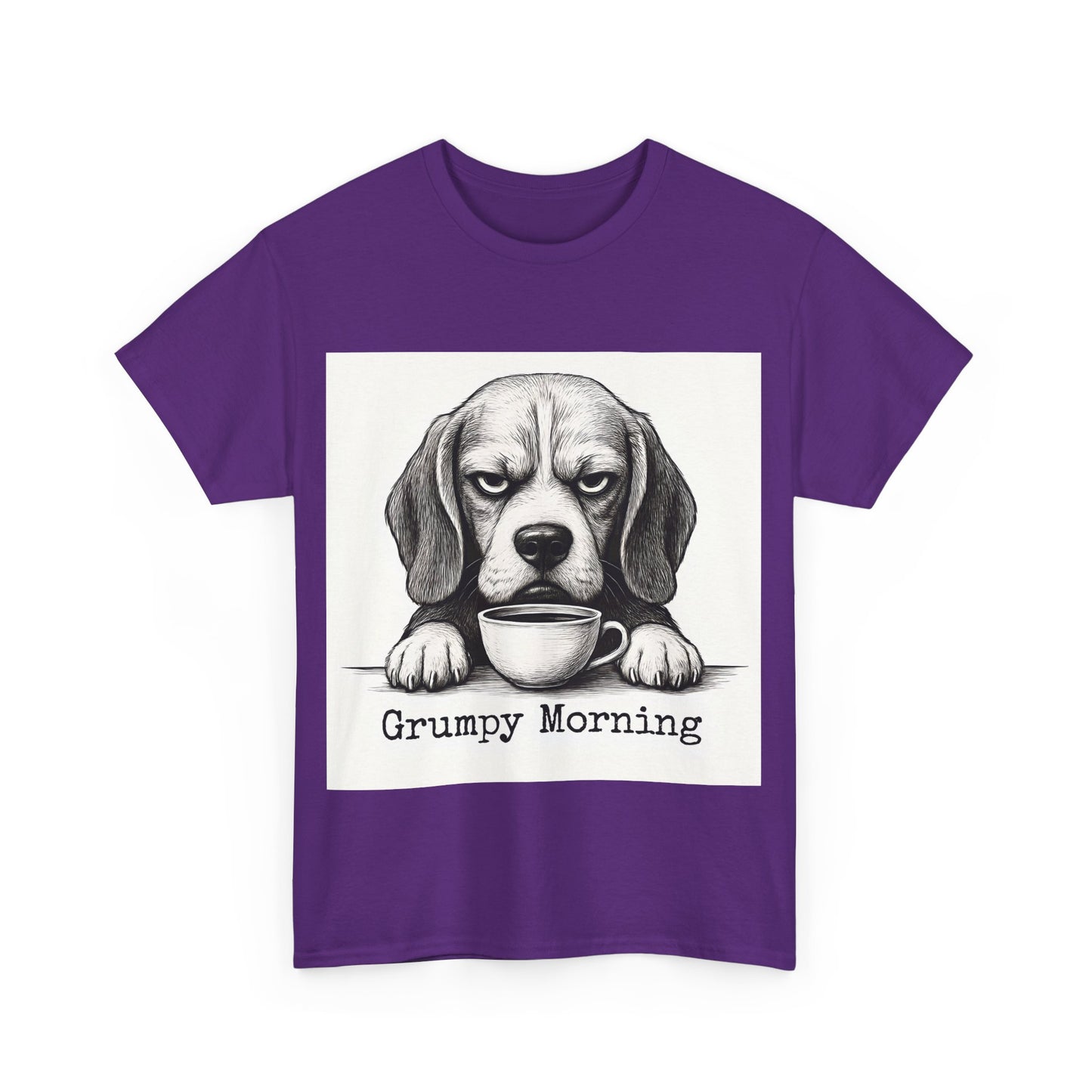 Grumpy Morning Dog Tee - Unisex Heavy Cotton Shirt for Pet Lovers, Funny Gift, Cute Dog Apparel, Casual Wear, Everyday Comfort