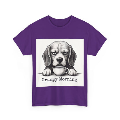 Grumpy Morning Dog Tee - Unisex Heavy Cotton Shirt for Pet Lovers, Funny Gift, Cute Dog Apparel, Casual Wear, Everyday Comfort