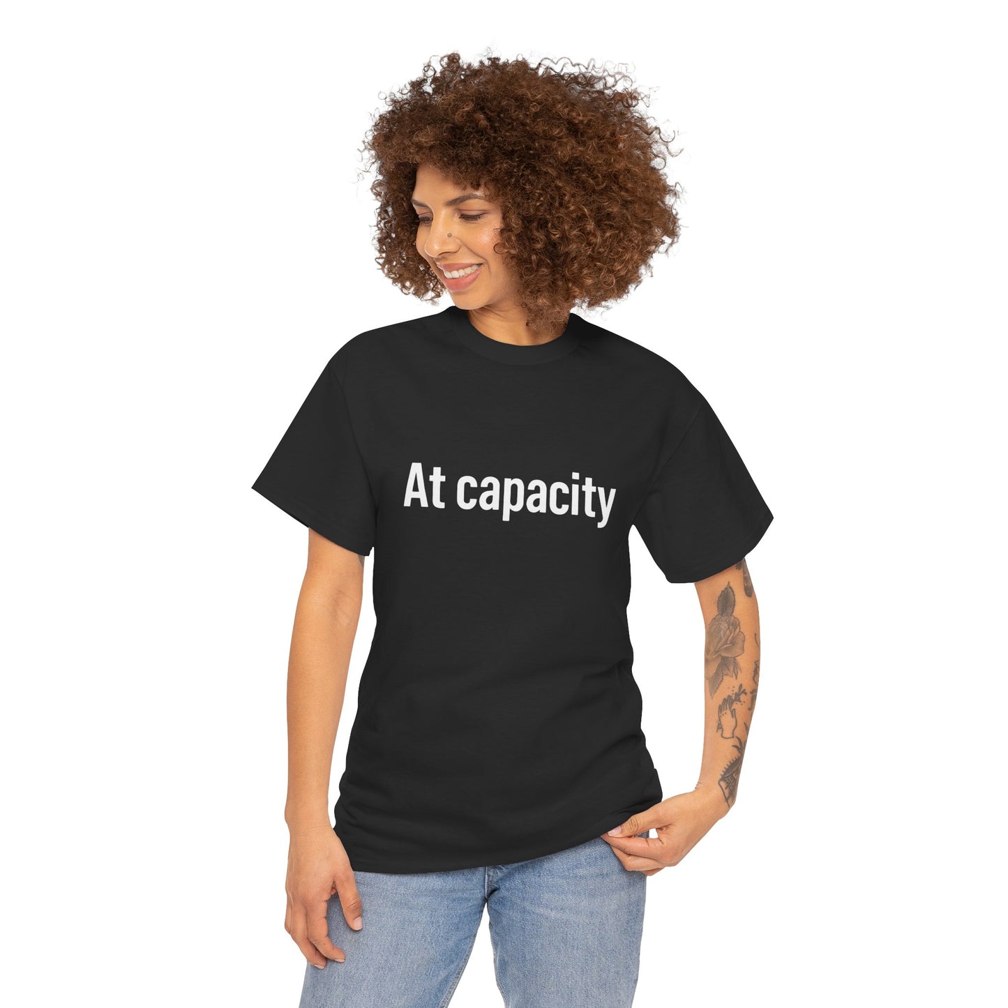 At Capacity Unisex Heavy Cotton Tee | Comfortable Casual Wear, Gift for Friends, Unique Statement Shirt, Everyday Essentials, Unisex Fashion