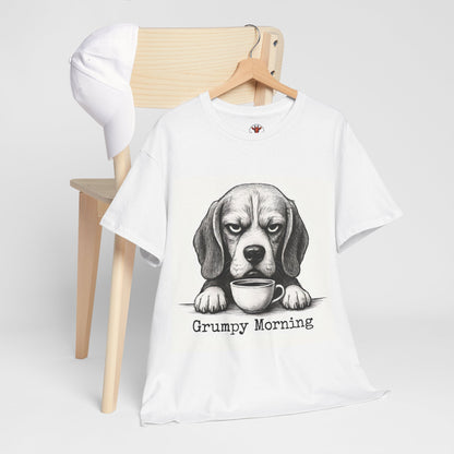 Grumpy Morning Dog Tee - Unisex Heavy Cotton Shirt for Pet Lovers, Funny Gift, Cute Dog Apparel, Casual Wear, Everyday Comfort